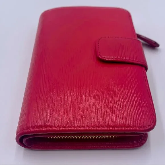 Auth PRADA Small Bifold Fucshia Saffiano Leather Wallet Preloved Very Good - Picture 5 of 13